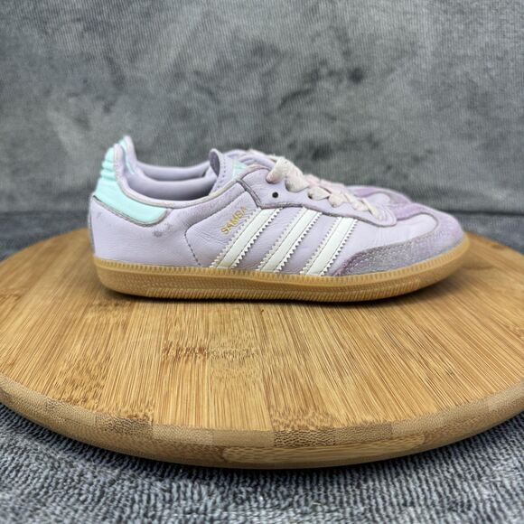 Adidas Samba Shoes Kids Size 13K Purple Mint White Gum Classic Leather IE8847 - Picture 1 of 10